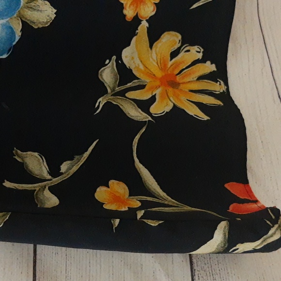 NY&Co Floral Watercolor Print Tank Dress VTG 90s Navy Blue Orange Yellow Size 8 - Picture 7 of 16